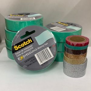 Green masking tape and glitter washi tape
